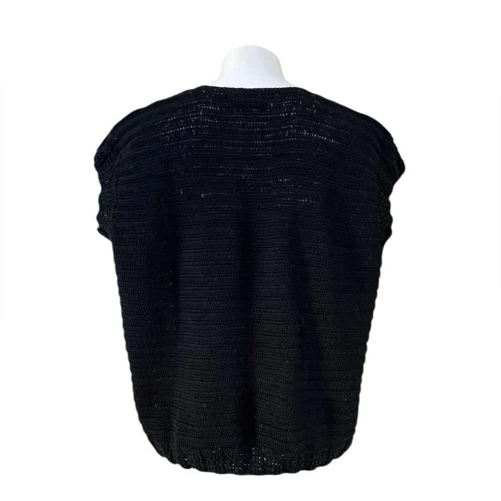 Vintage Black Crochet Knit Button-Up Top Women’s Size M Cotton Layering Piece - Picture 5 of 11